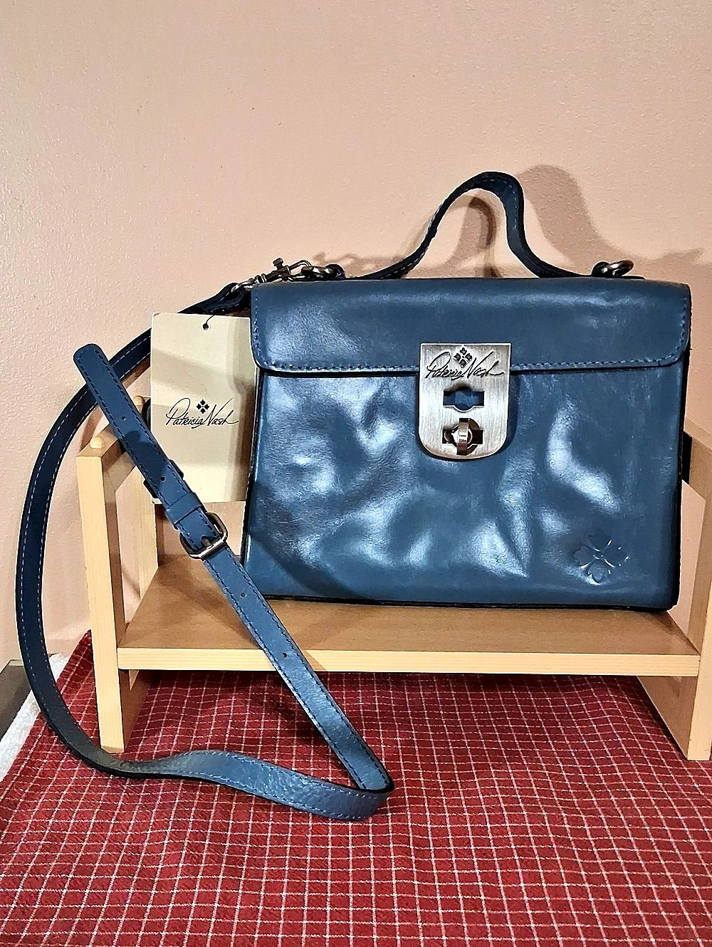 Patricia Nash Vintage Distress Carisbrooke Satchel Mirage Blue. NWT & Dust Bag.